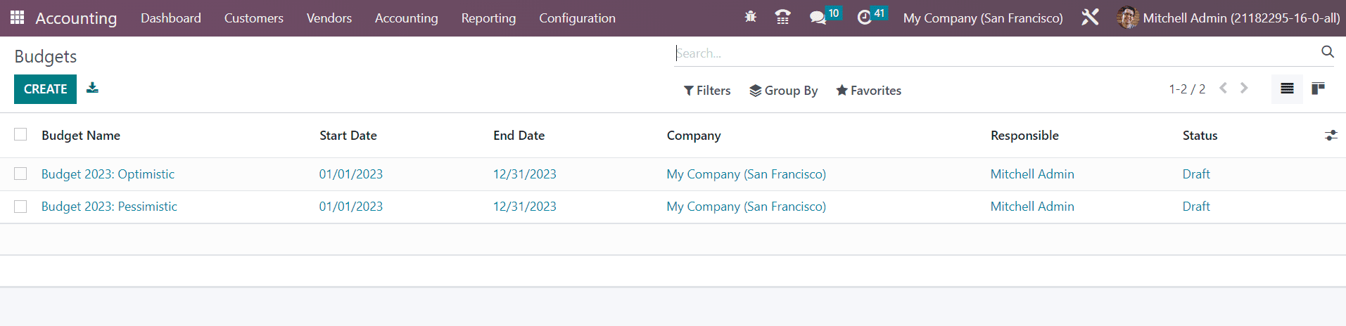 Odoo 16 accounting