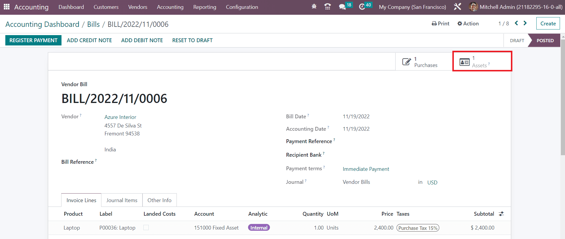 Odoo 16 accounting