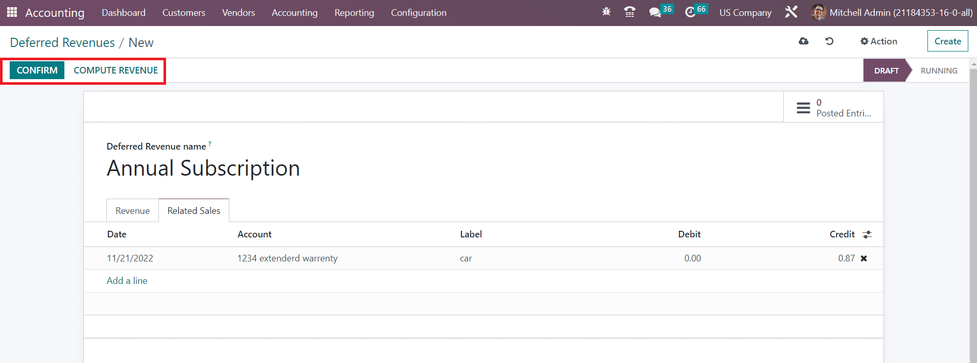 Odoo 16 accounting