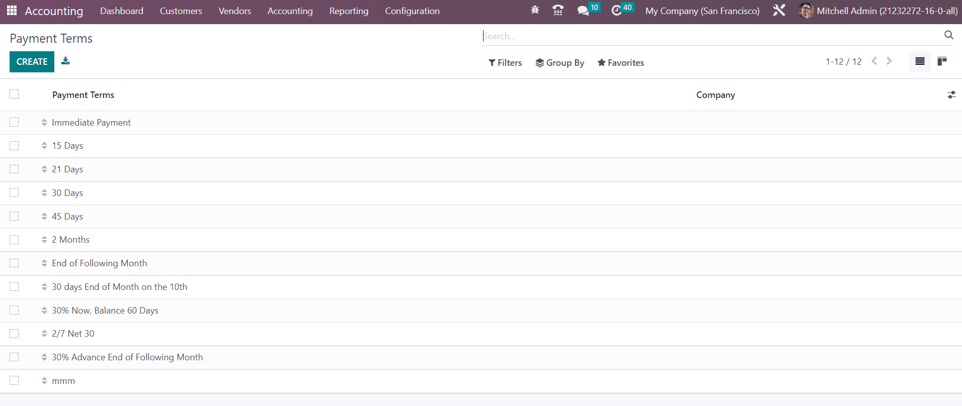 Odoo 16 accounting