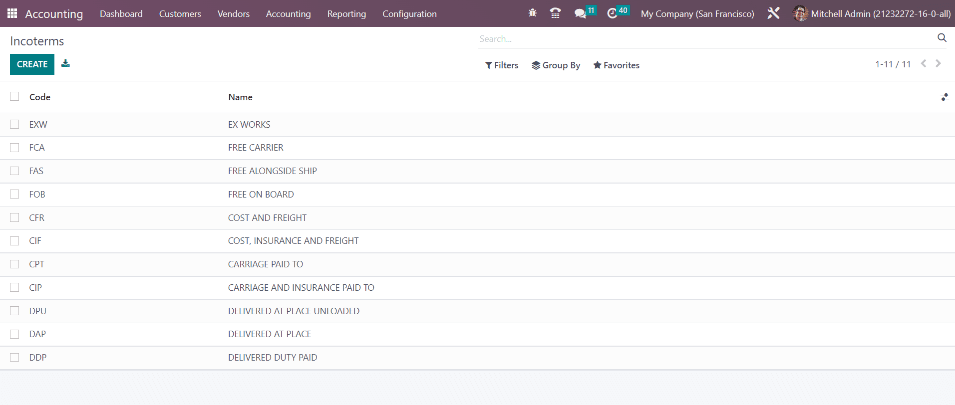 Odoo 16 accounting