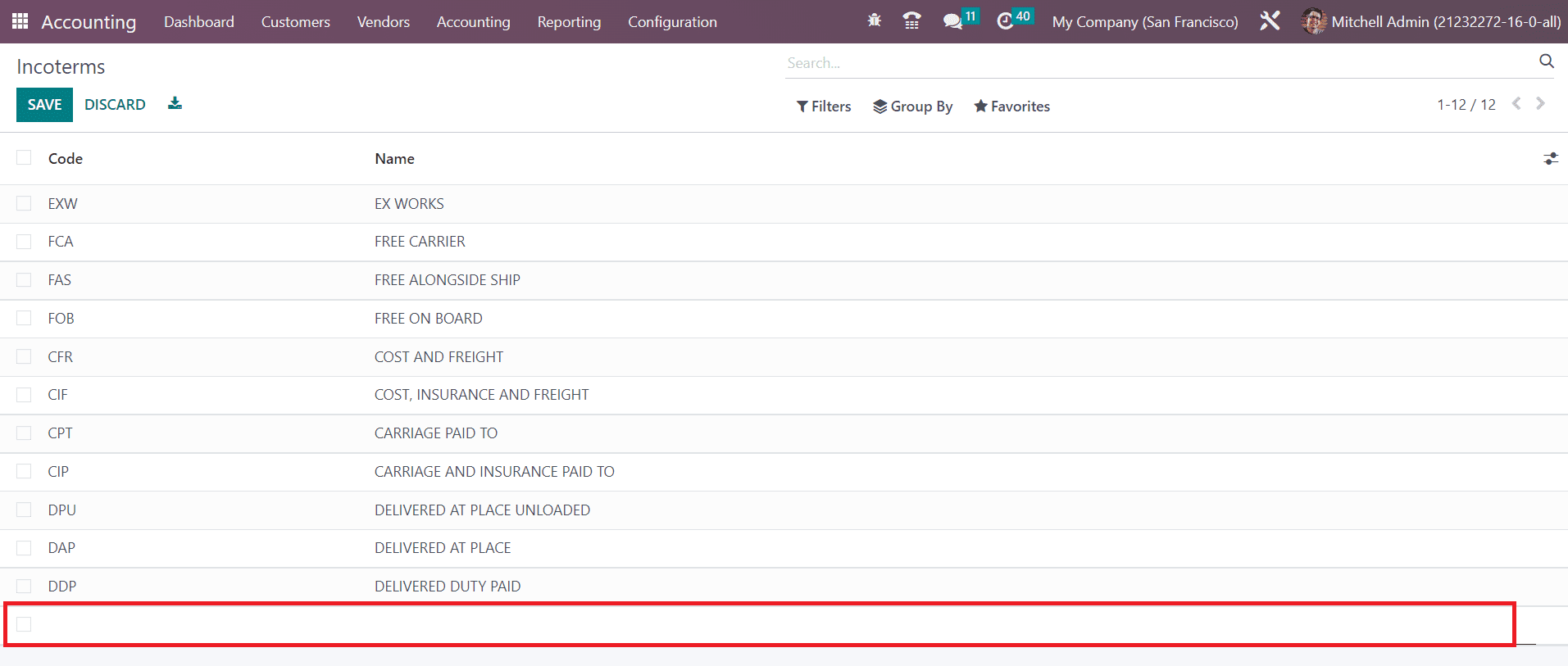 Odoo 16 accounting