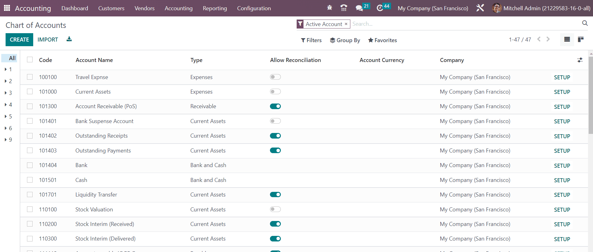 Odoo 16 accounting