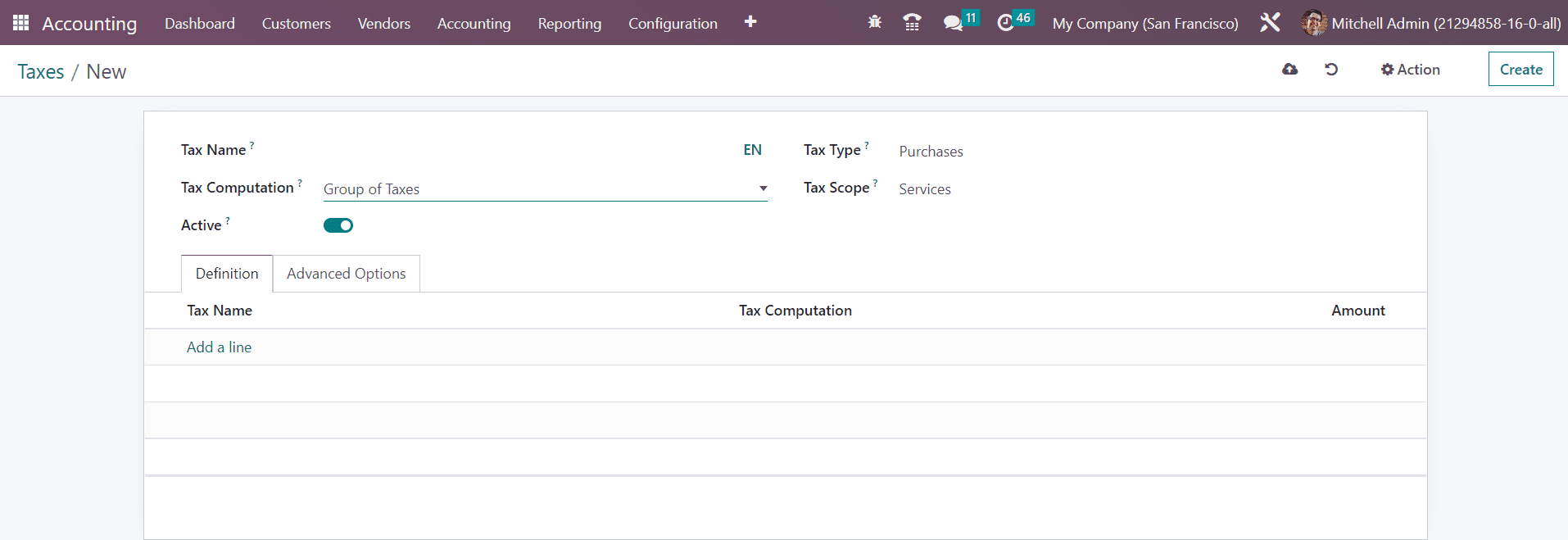 Odoo 16 accounting