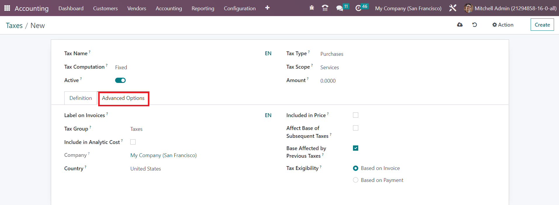 Odoo 16 accounting