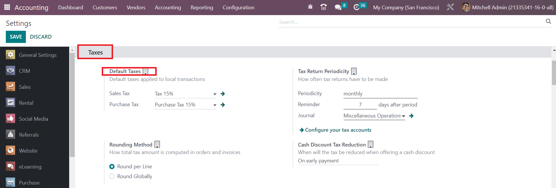 Odoo 16 accounting