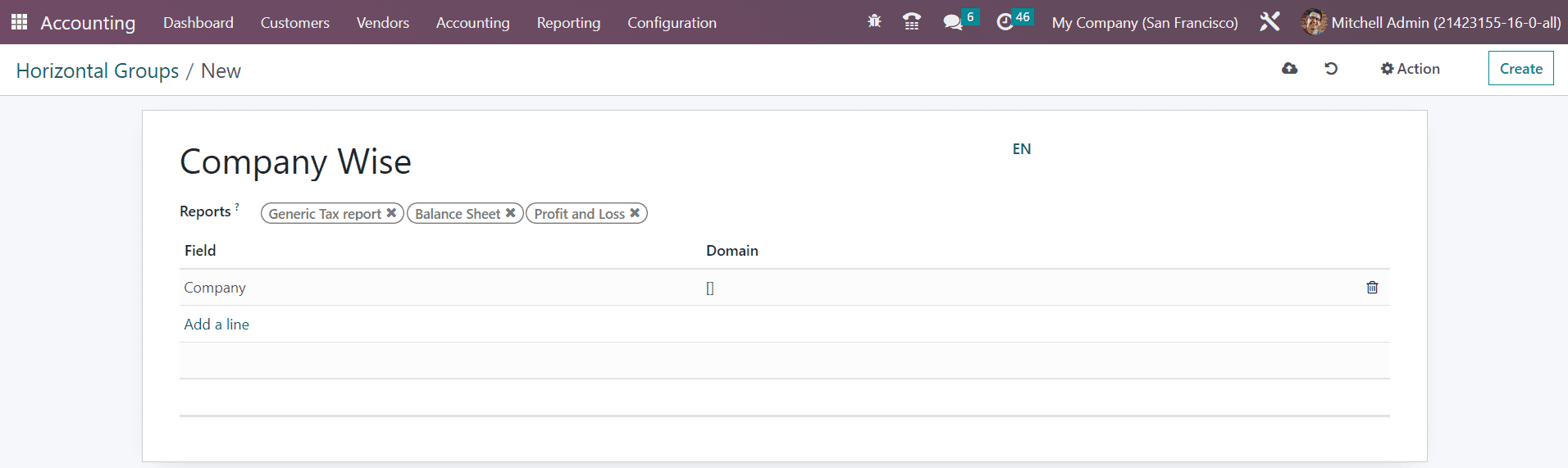 Odoo 16 accounting