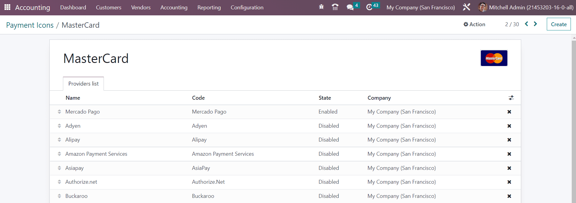 Odoo 16 accounting