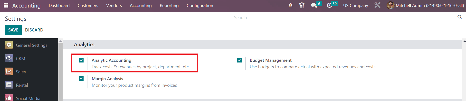 Odoo 16 accounting