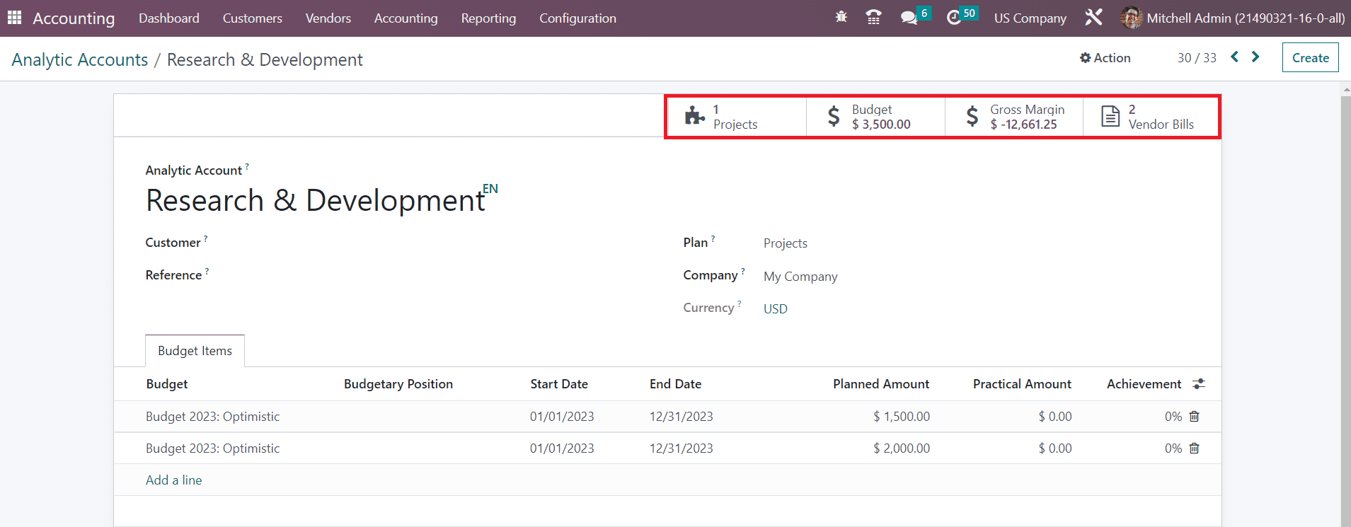 Odoo 16 accounting