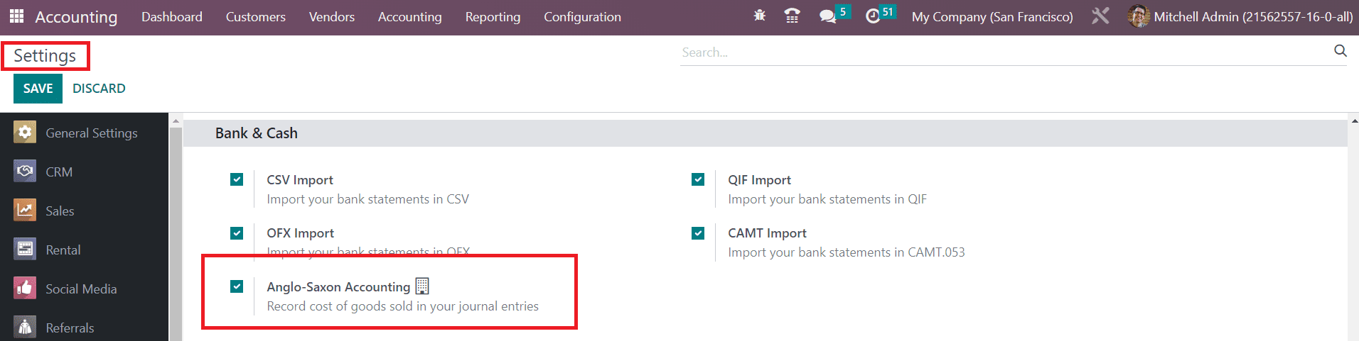 Odoo 16 accounting