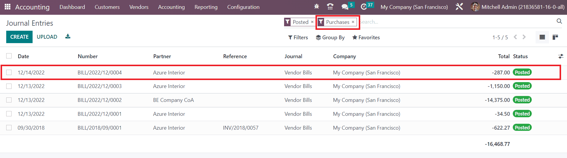 Odoo 16 accounting