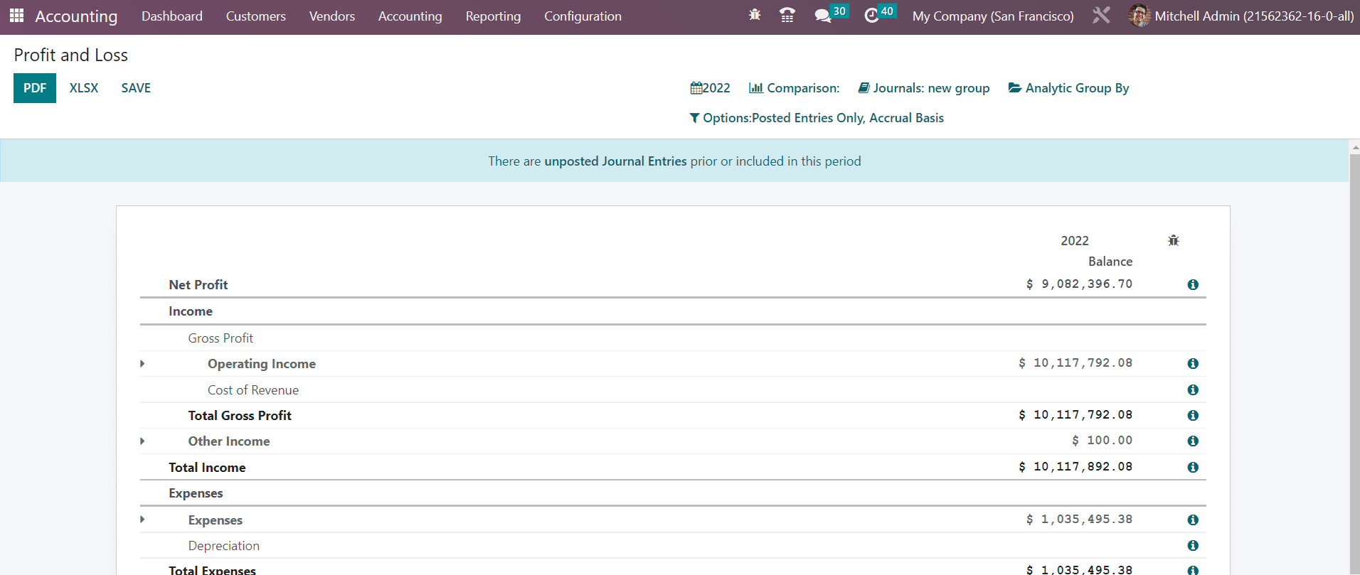 Odoo 16 accounting