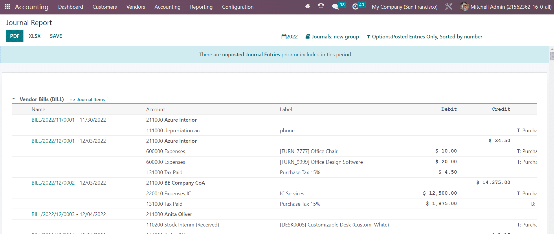 Odoo 16 accounting