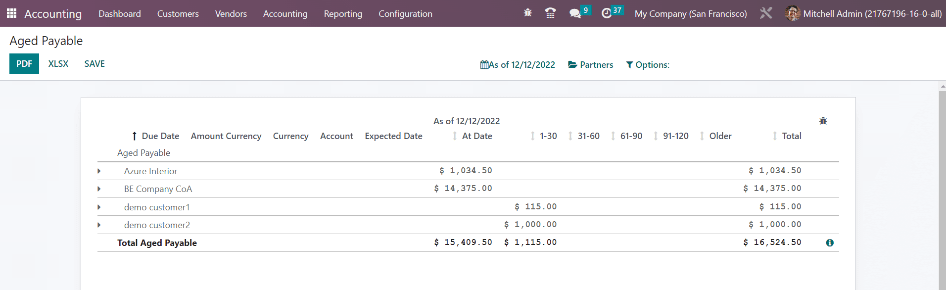 Odoo 16 accounting
