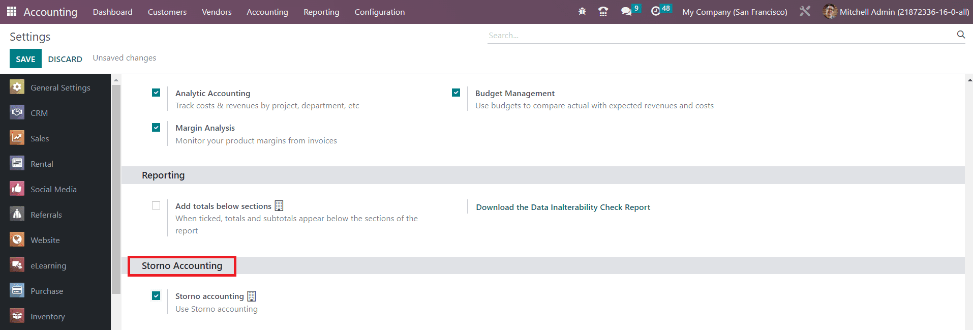 Odoo 16 accounting