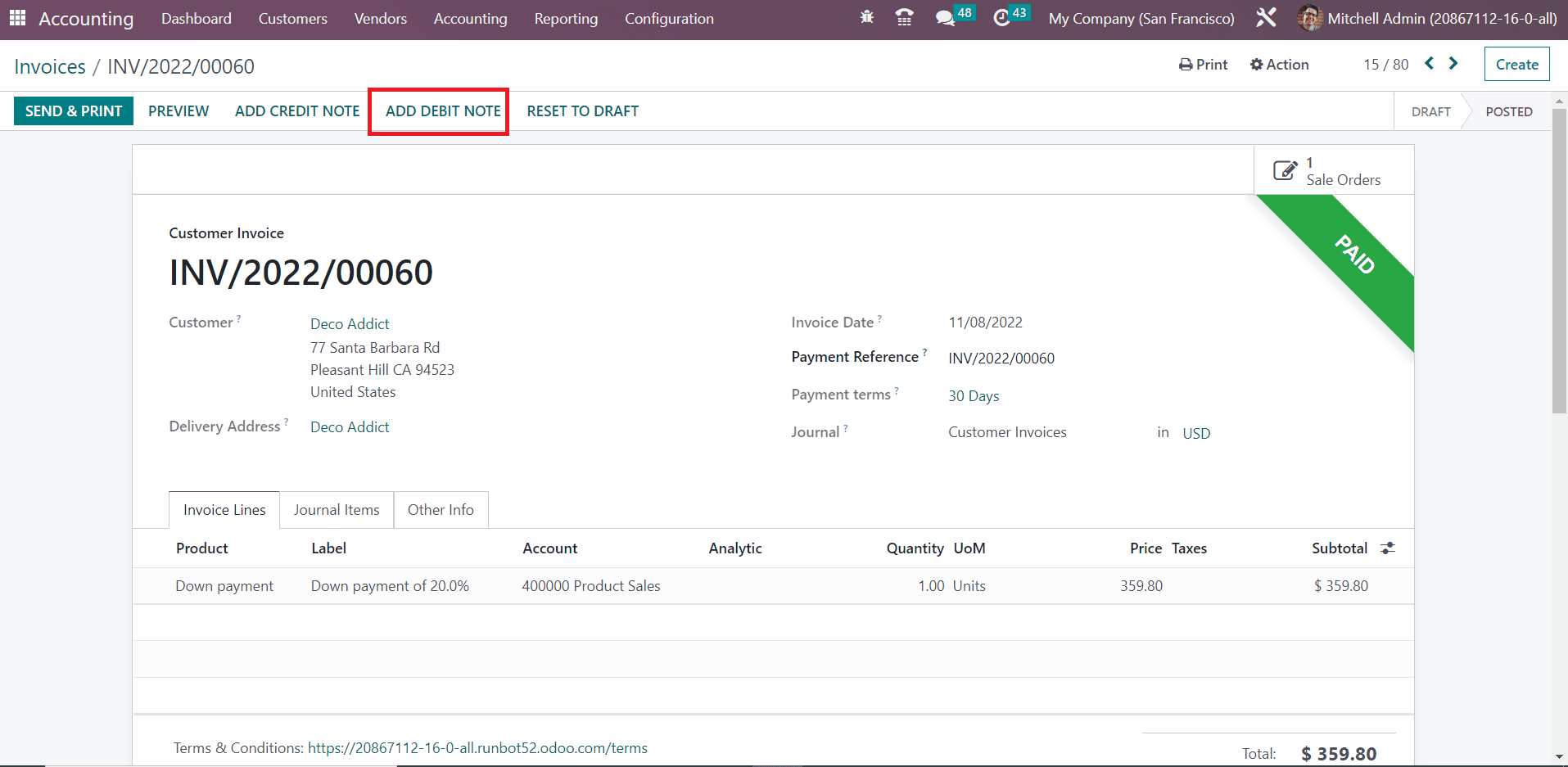 Odoo 16 accounting