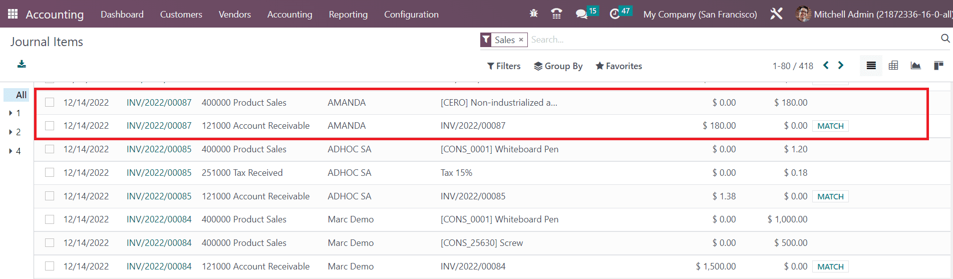 Odoo 16 accounting