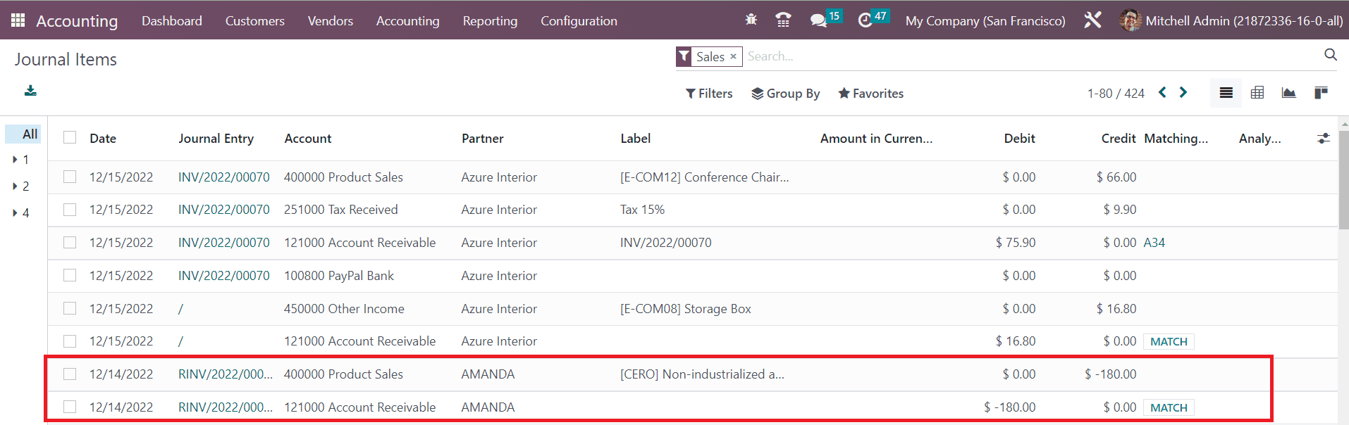 Odoo 16 accounting