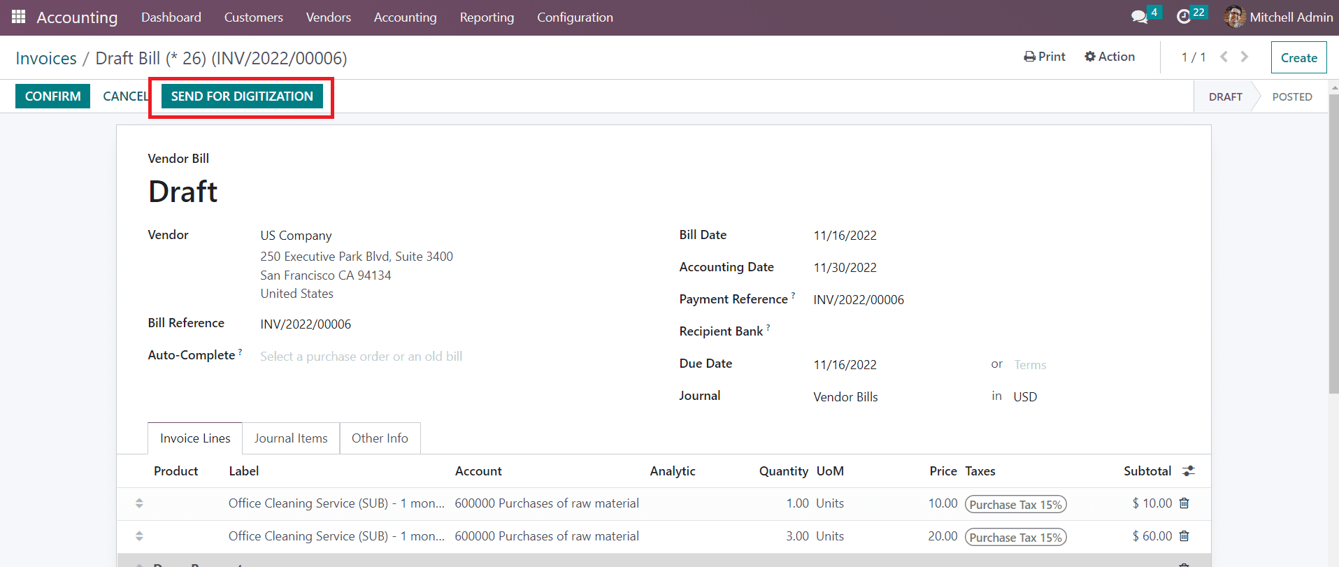 Odoo 16 accounting