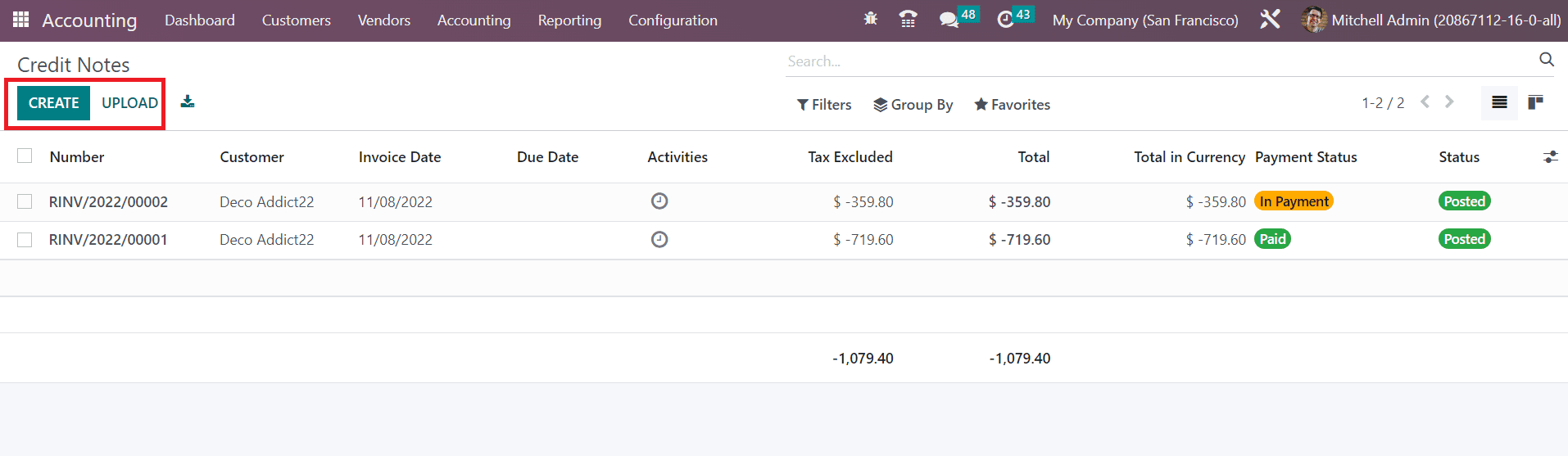 Odoo 16 accounting