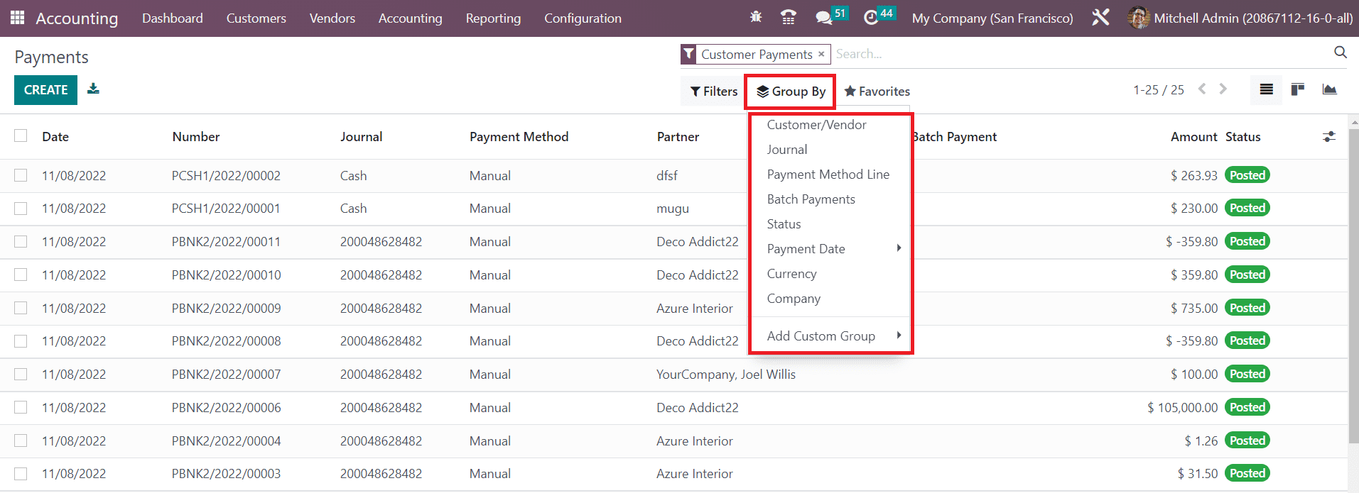 Odoo 16 accounting