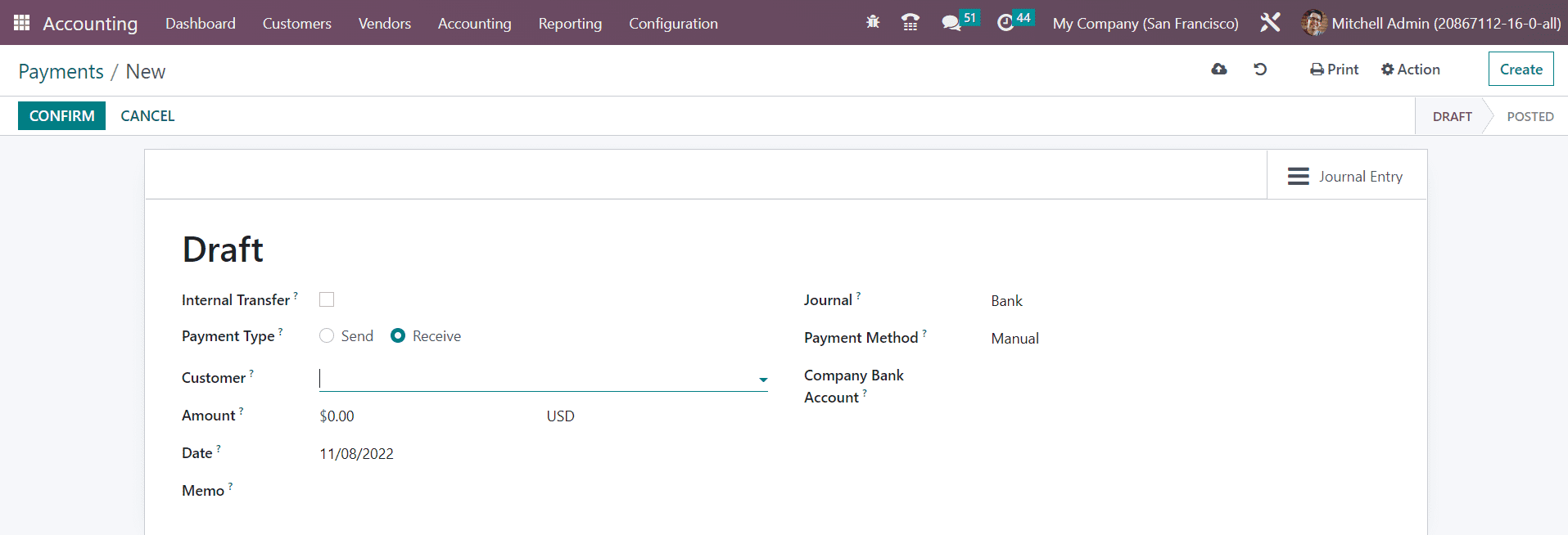 Odoo 16 accounting