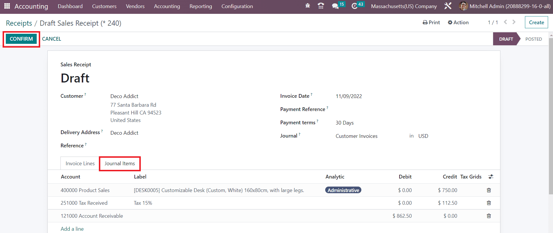 Odoo 16 accounting