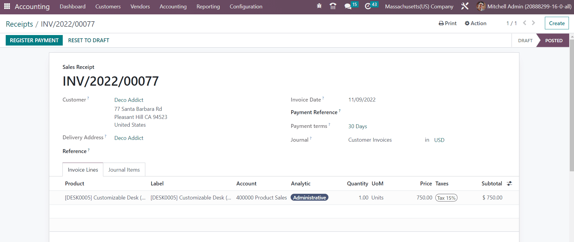 Odoo 16 accounting