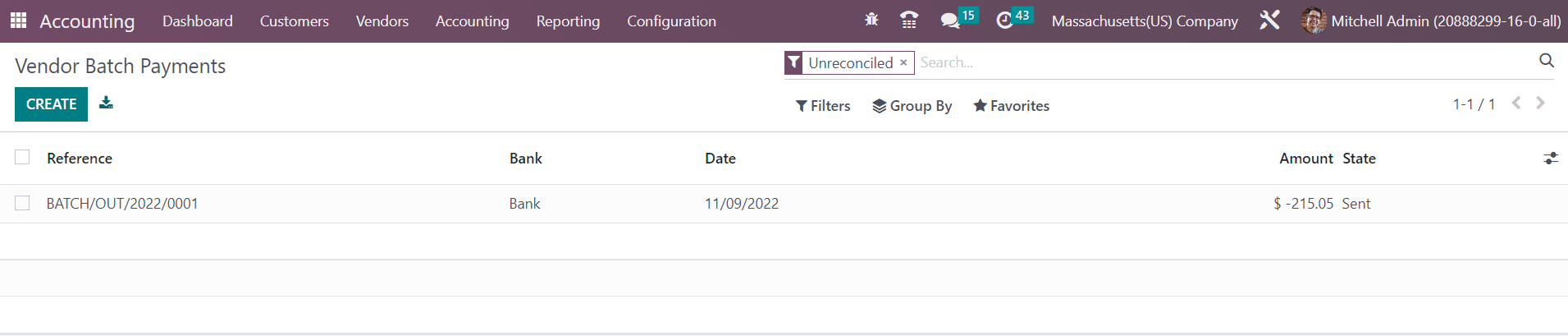 Odoo 16 accounting