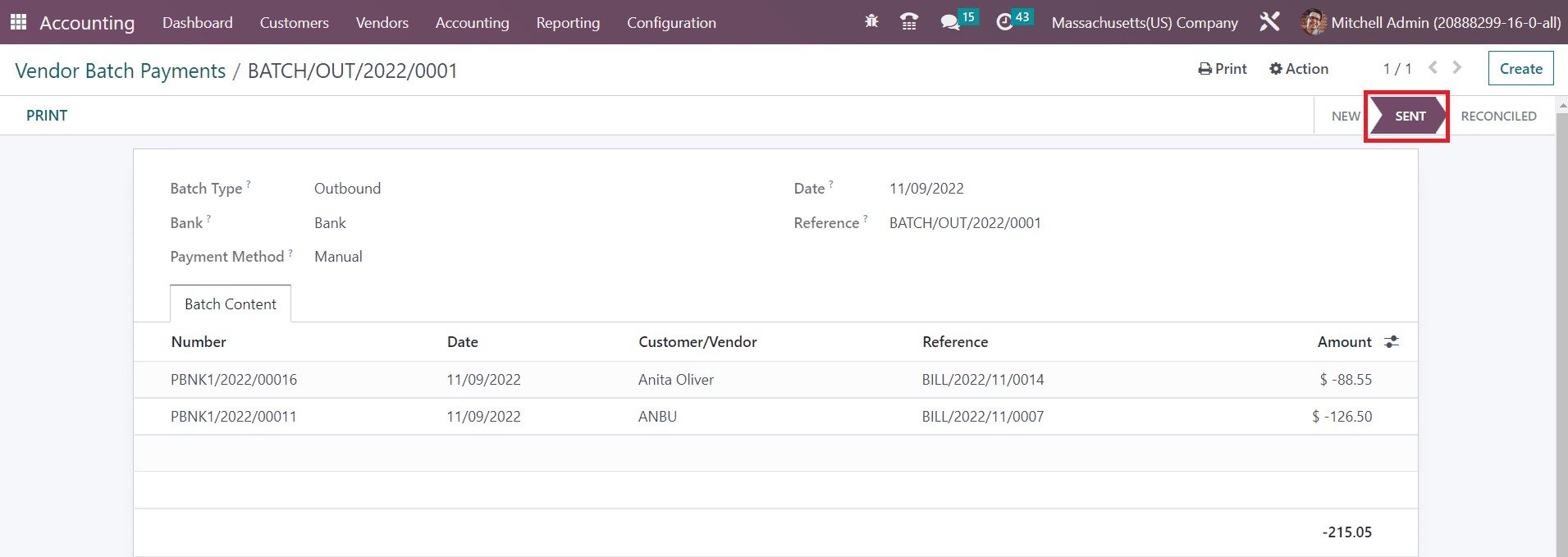 Odoo 16 accounting