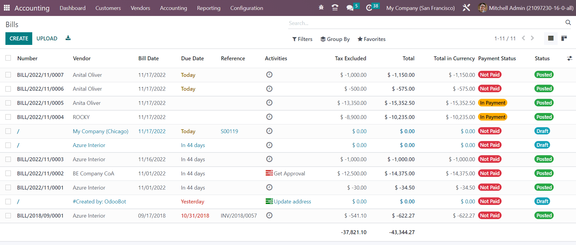 Odoo 16 accounting