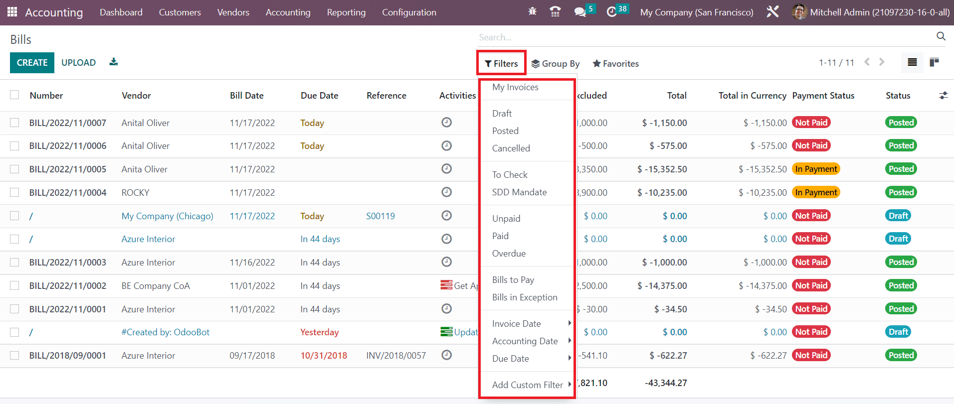 Odoo 16 accounting