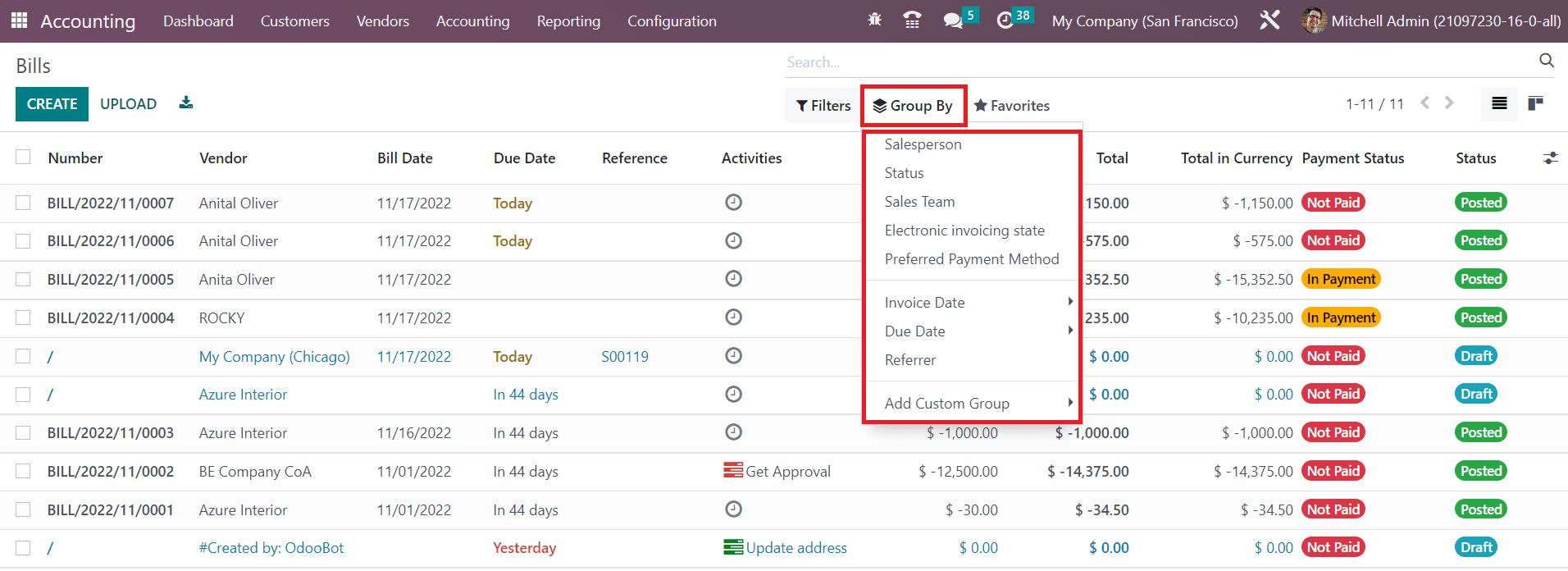 Odoo 16 accounting