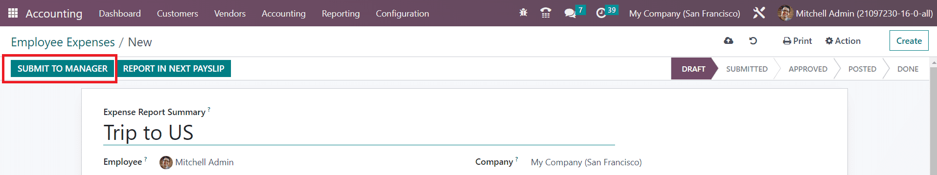 Odoo 16 accounting