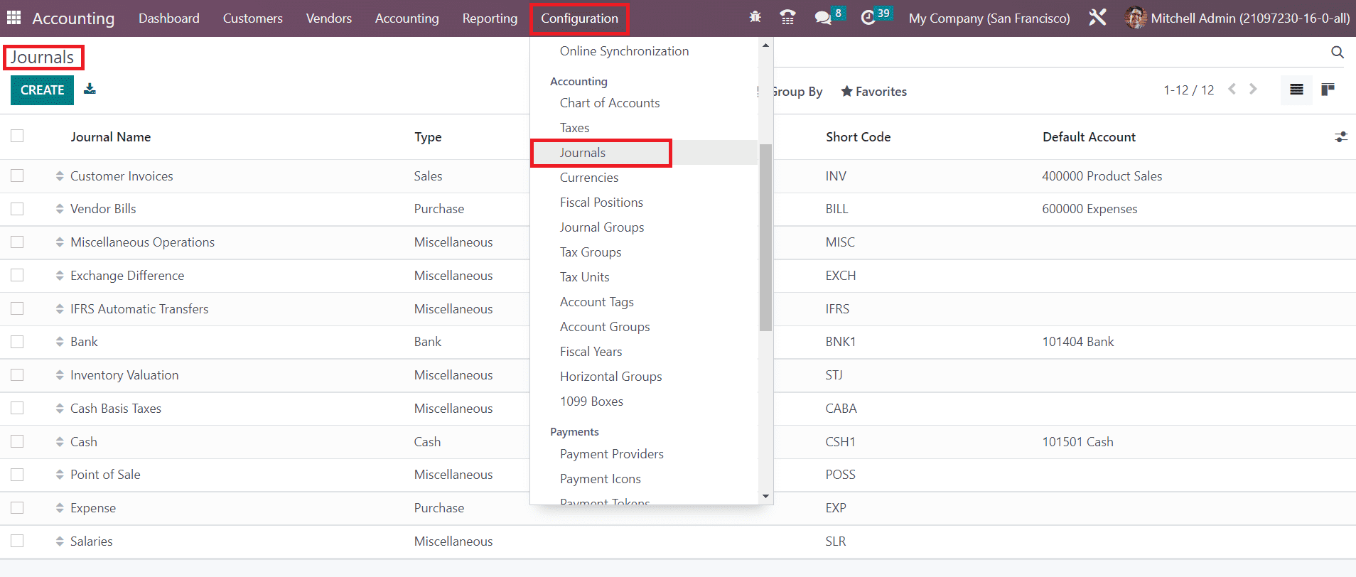 Odoo 16 accounting