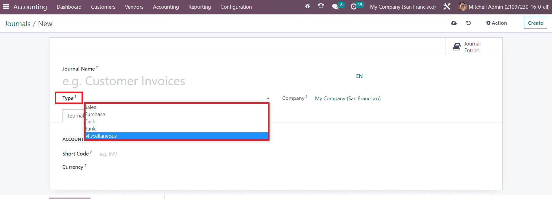 Odoo 16 accounting