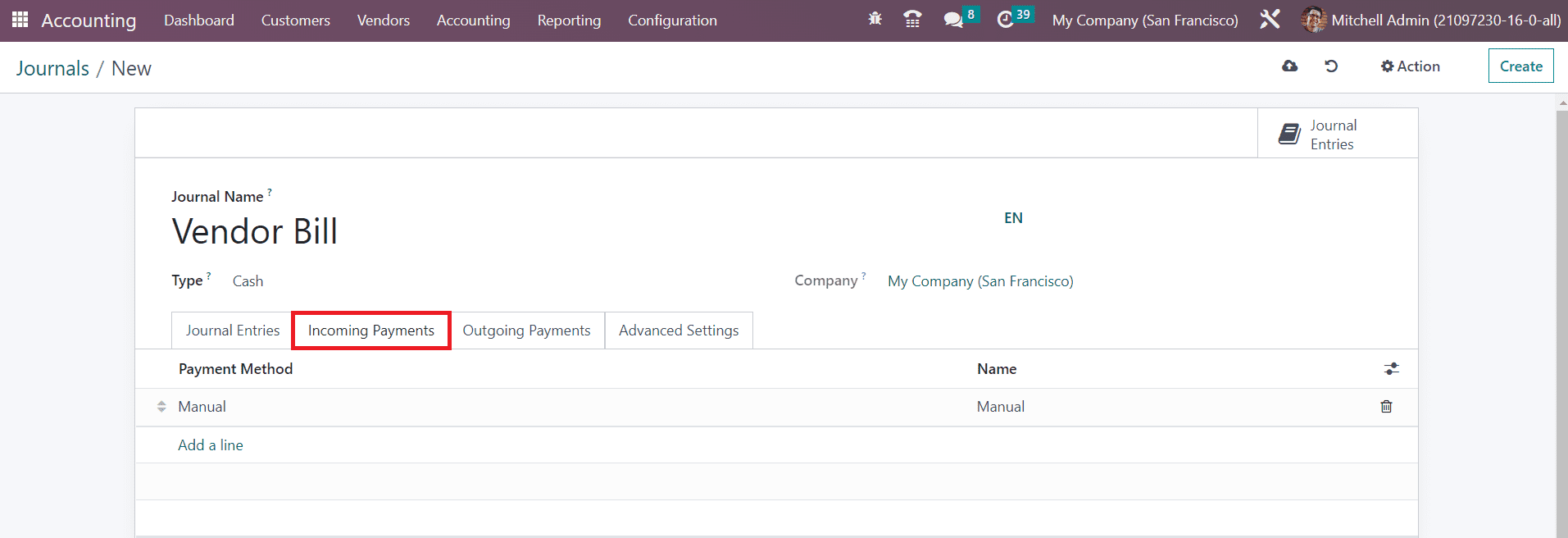 Odoo 16 accounting