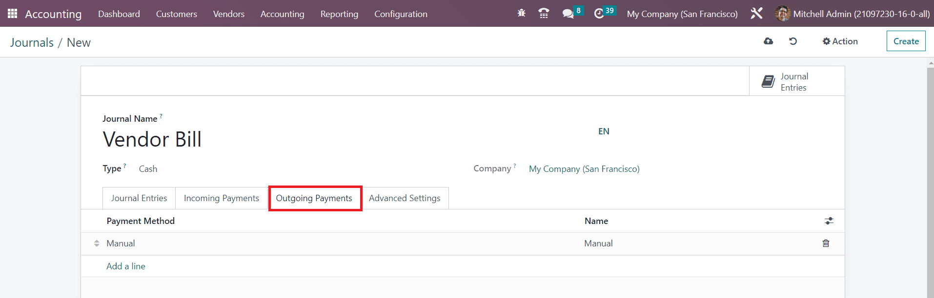Odoo 16 accounting