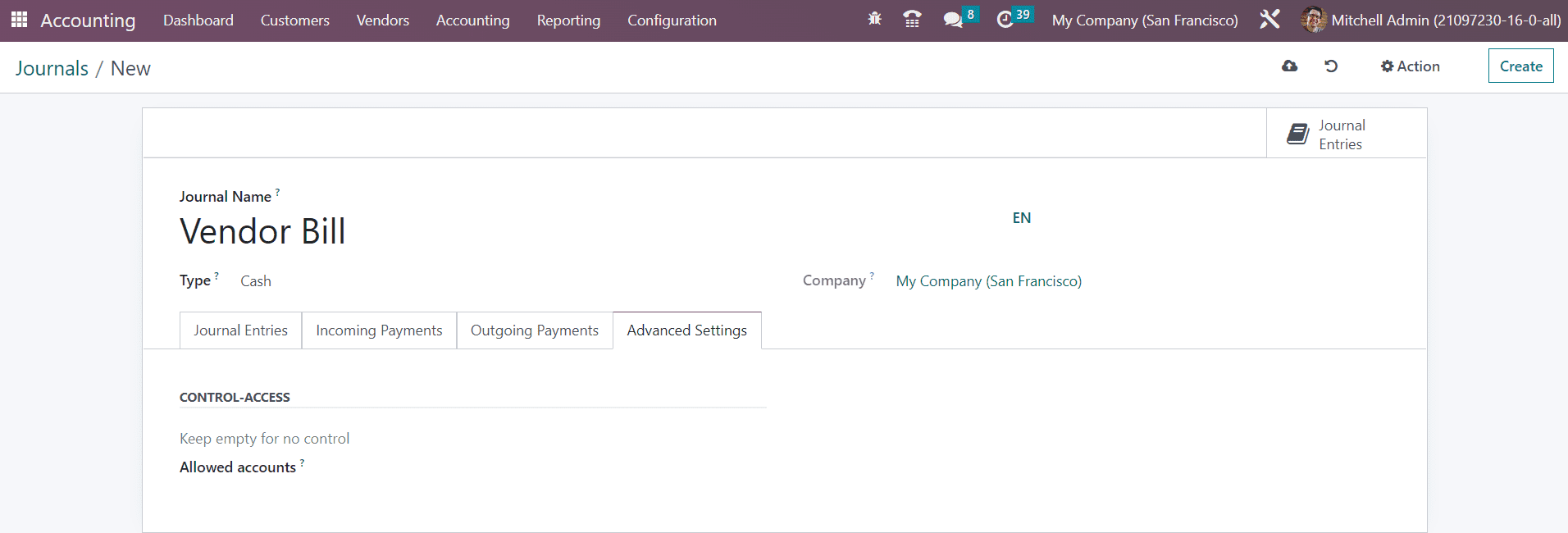 Odoo 16 accounting