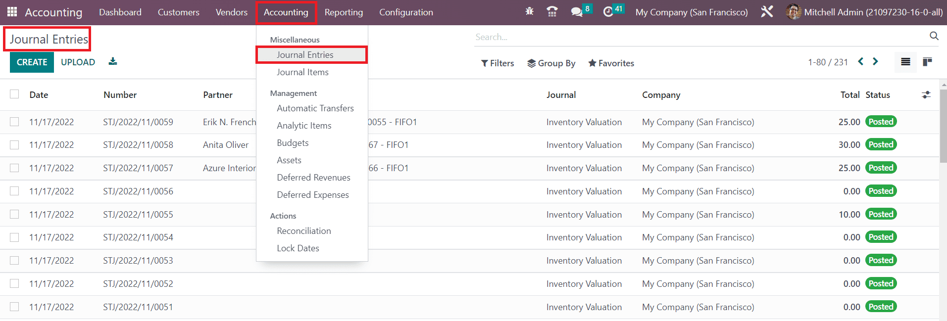 Odoo 16 accounting