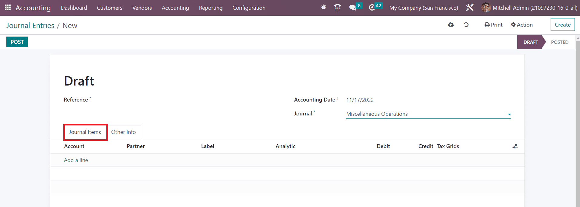 Odoo 16 accounting