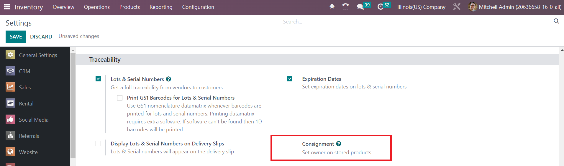 Odoo 16 inventory