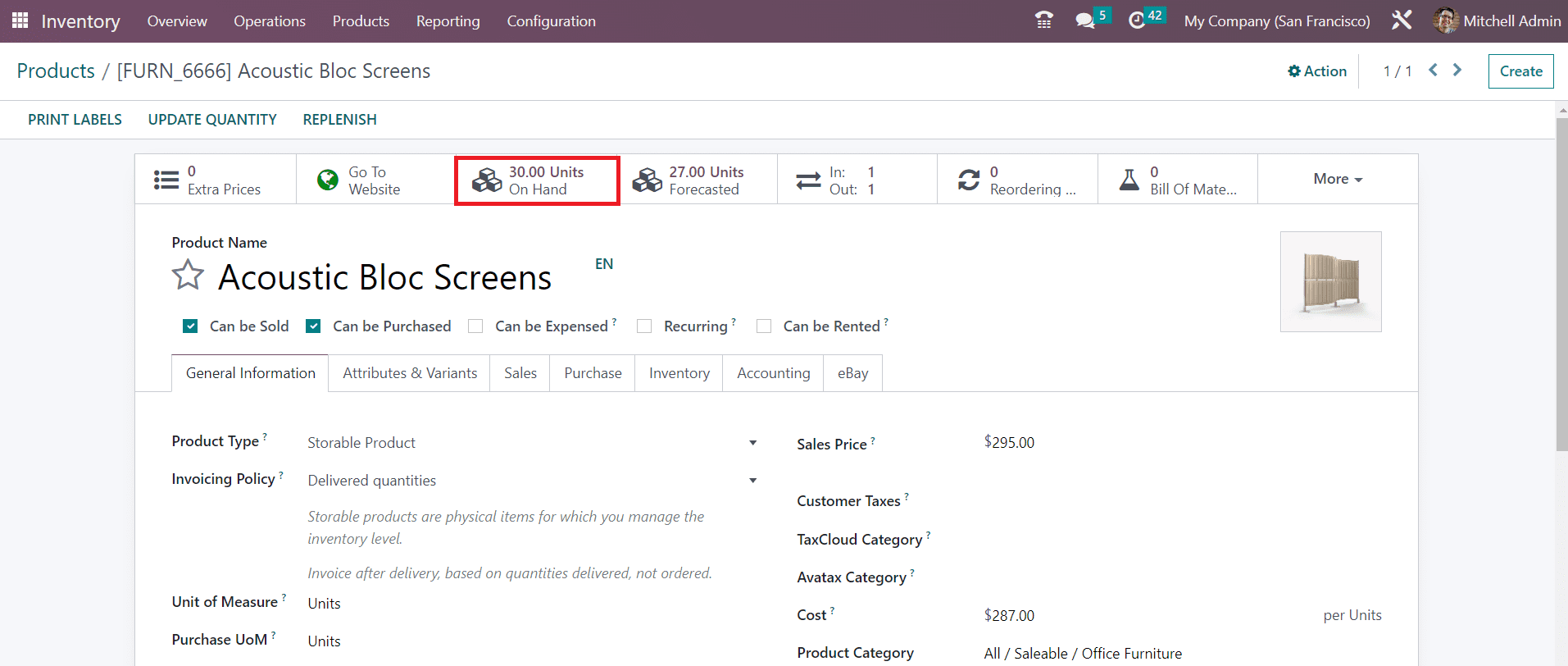 Odoo 16 inventory
