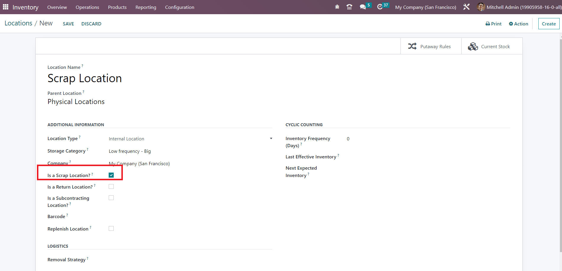 Odoo 16 inventory