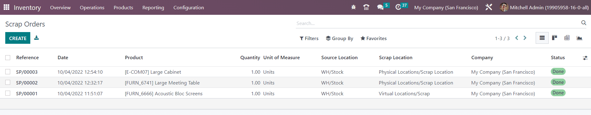 Odoo 16 inventory