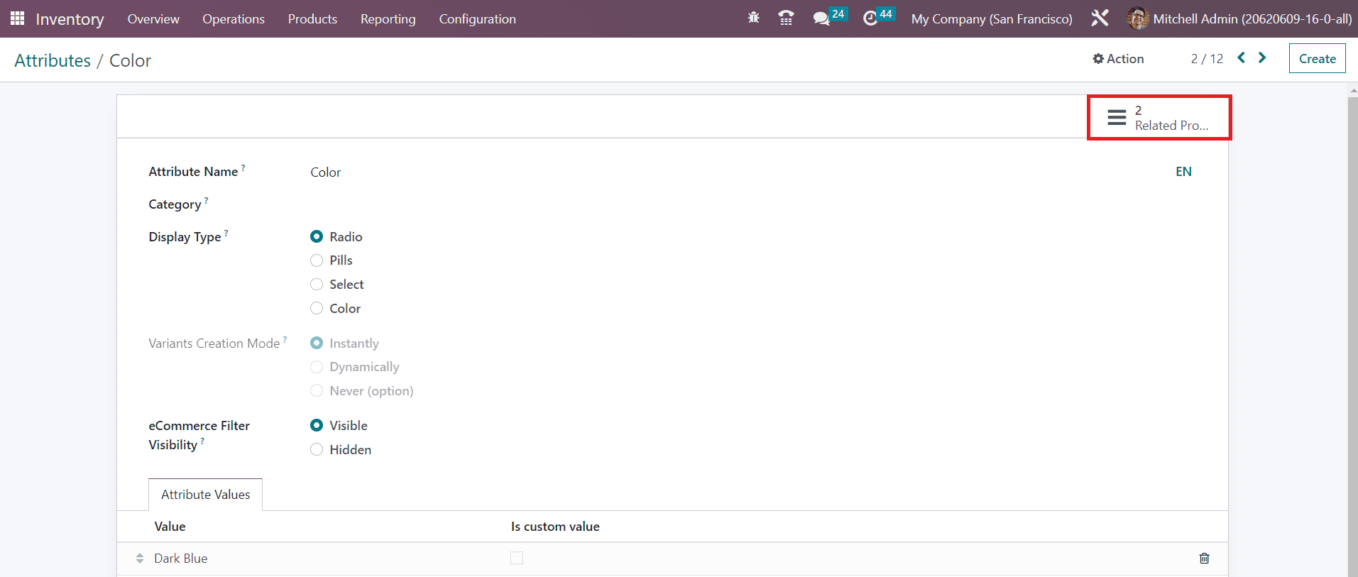 Odoo 16 inventory