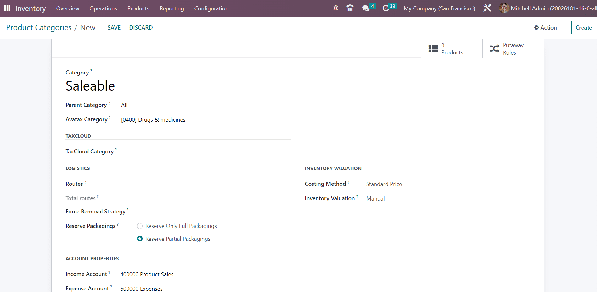 Odoo 16 inventory