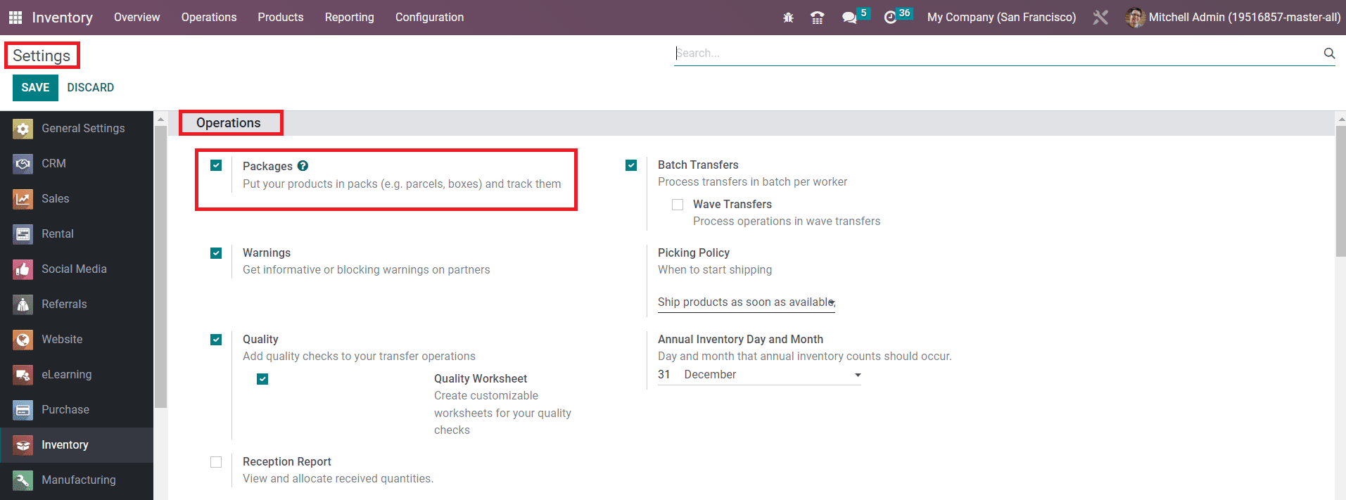 Odoo 16 inventory