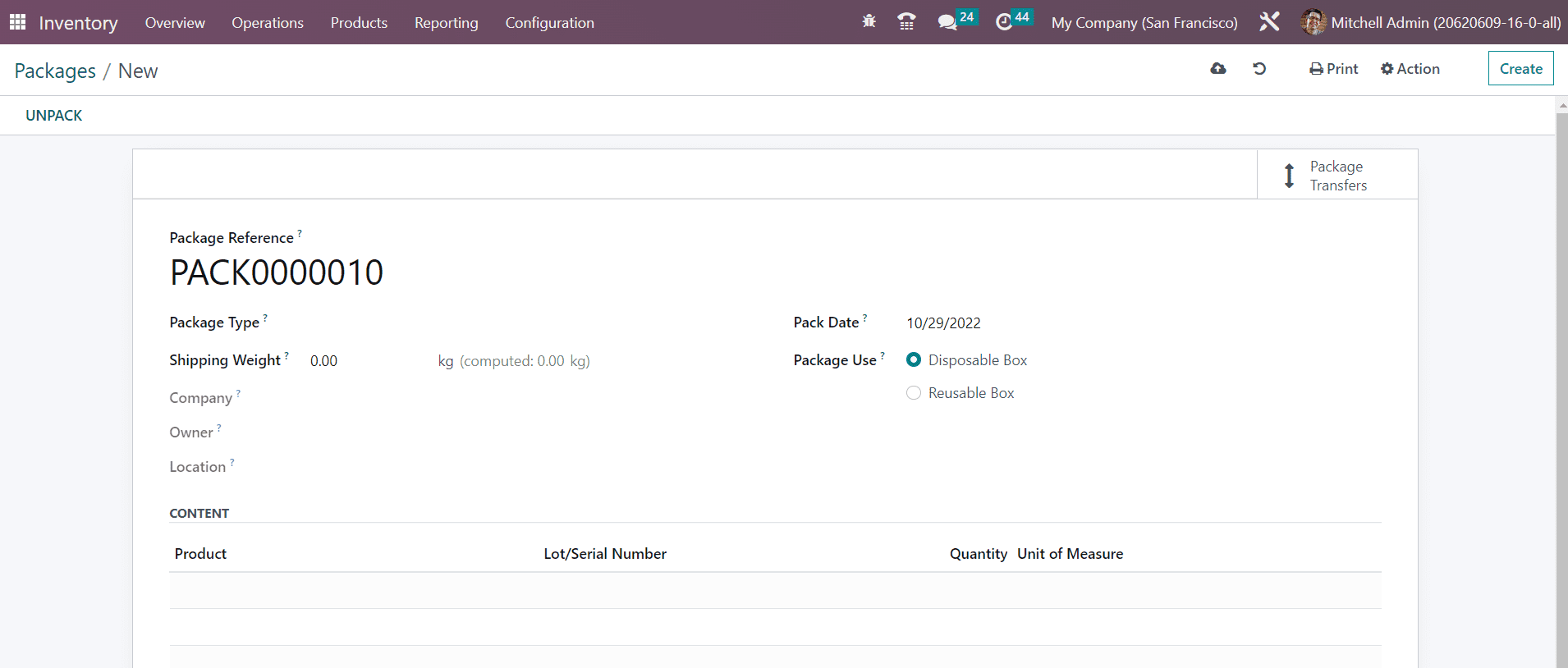 Odoo 16 inventory